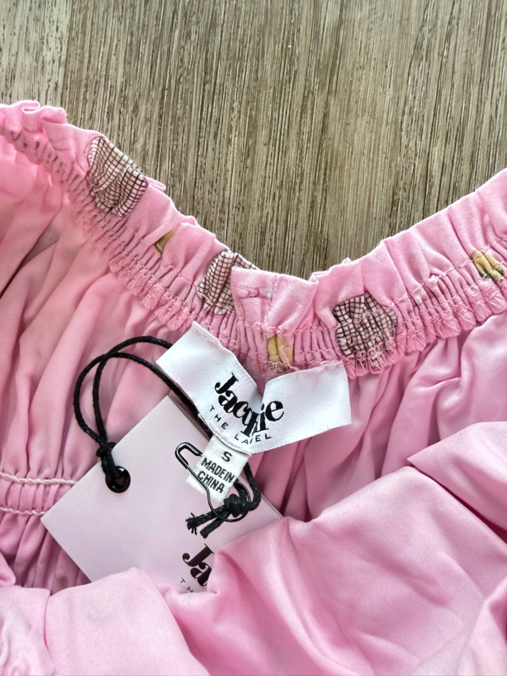 jacquie the label pink tennis racket print puff sleeve smocked mini dress small - Picture 5 of 5